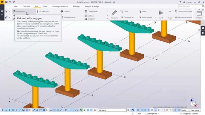 مدلسازی پایه پل، عرشه پل و سیستم نگهدارنده موقت پل در Tekla Structures 2016