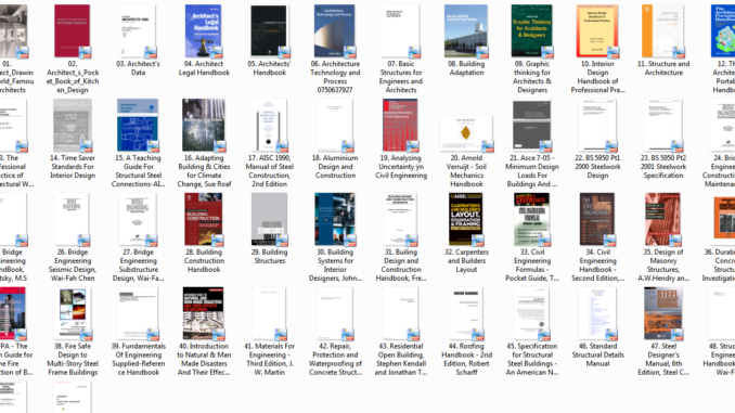 دانلود مجموعه 50 کتاب مفید و کاربردی یرای مهندسین معمار و عمران