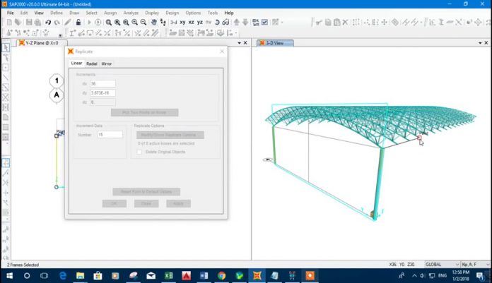 دانلود ویدیوی مدلسازی سقف خرپایی قوسی در نرم افزار SAP2000