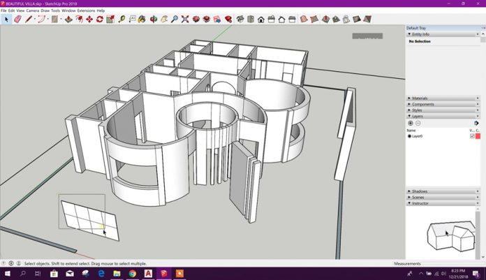 دانلود ویدیوی آموزش مدلسازی سه بعدی ویلا با استفاده از فایل اتوکد در نرم افزار اسکیچاپ (Sketchup)