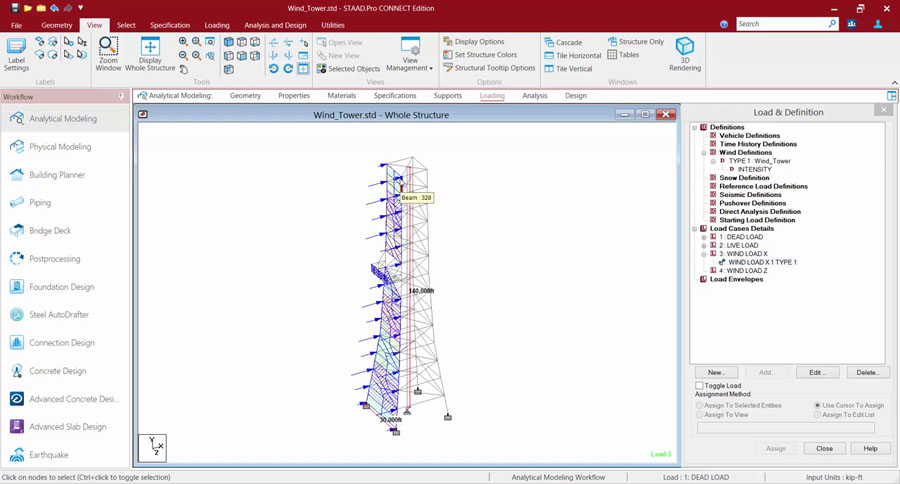 دانلود ویدیوی آموزش بارگذاری سازه های غیر ساختمانی در نرم افزار STAAD.Pro
